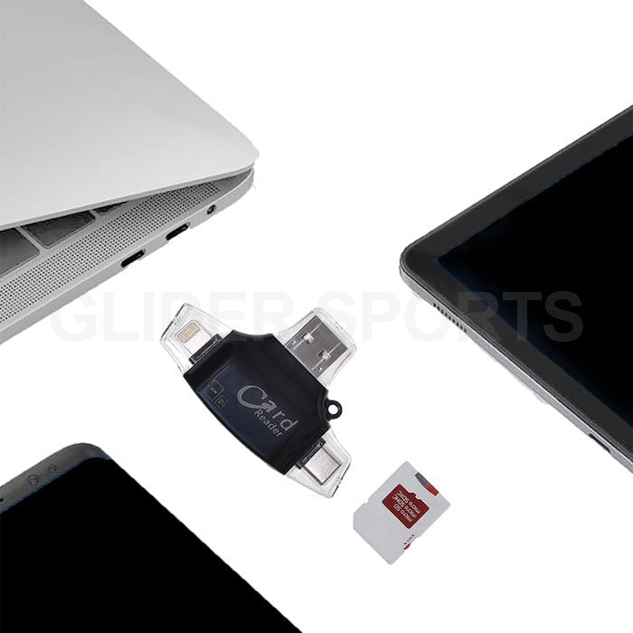 SDカードリーダー 4 in 1 MicroSDカード Type-C/USB3.0 MicroUSB Lightning - GLIDER-SPORTS
